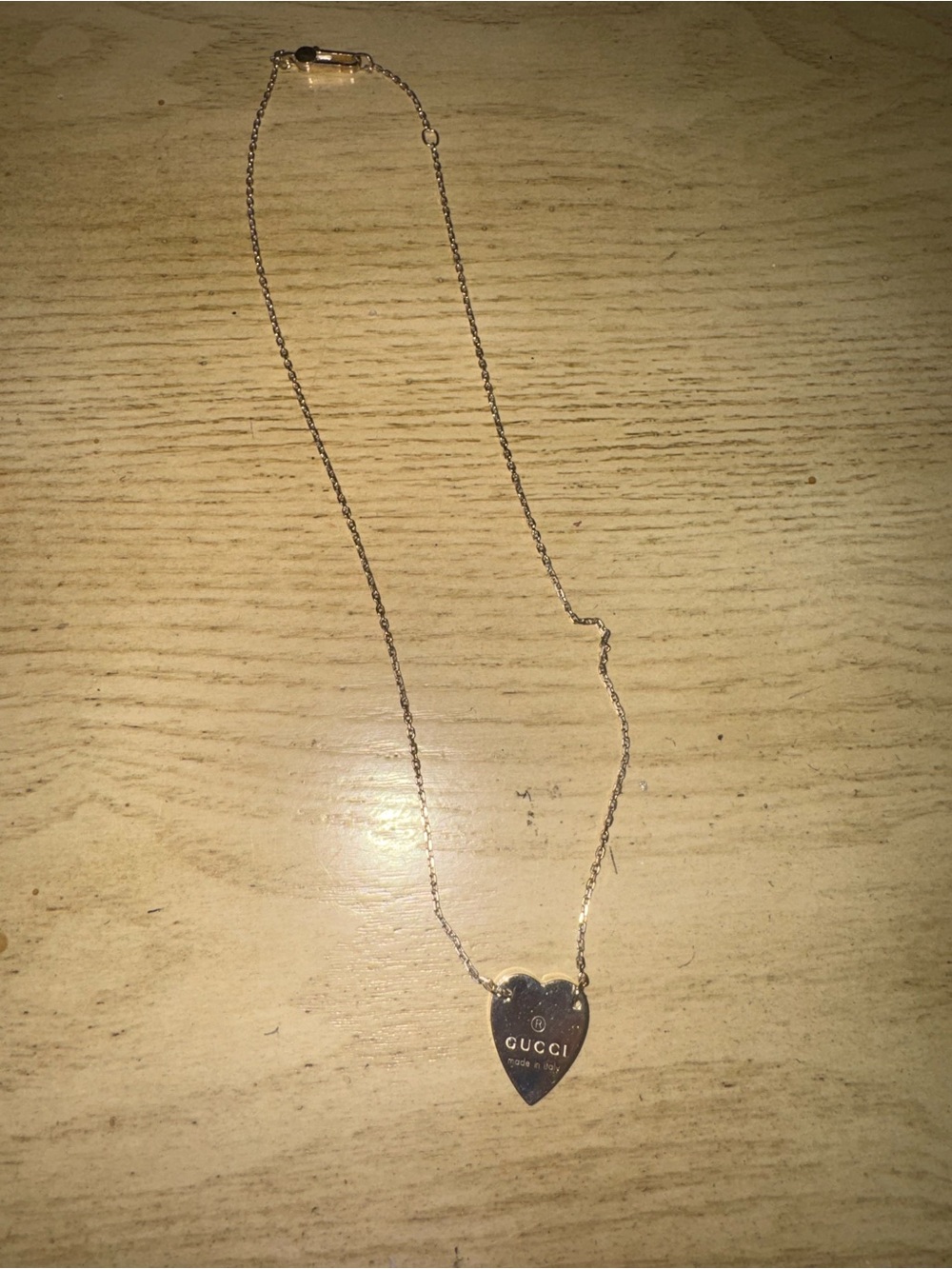 Gucci Silver Heart Logo Pendant Necklace